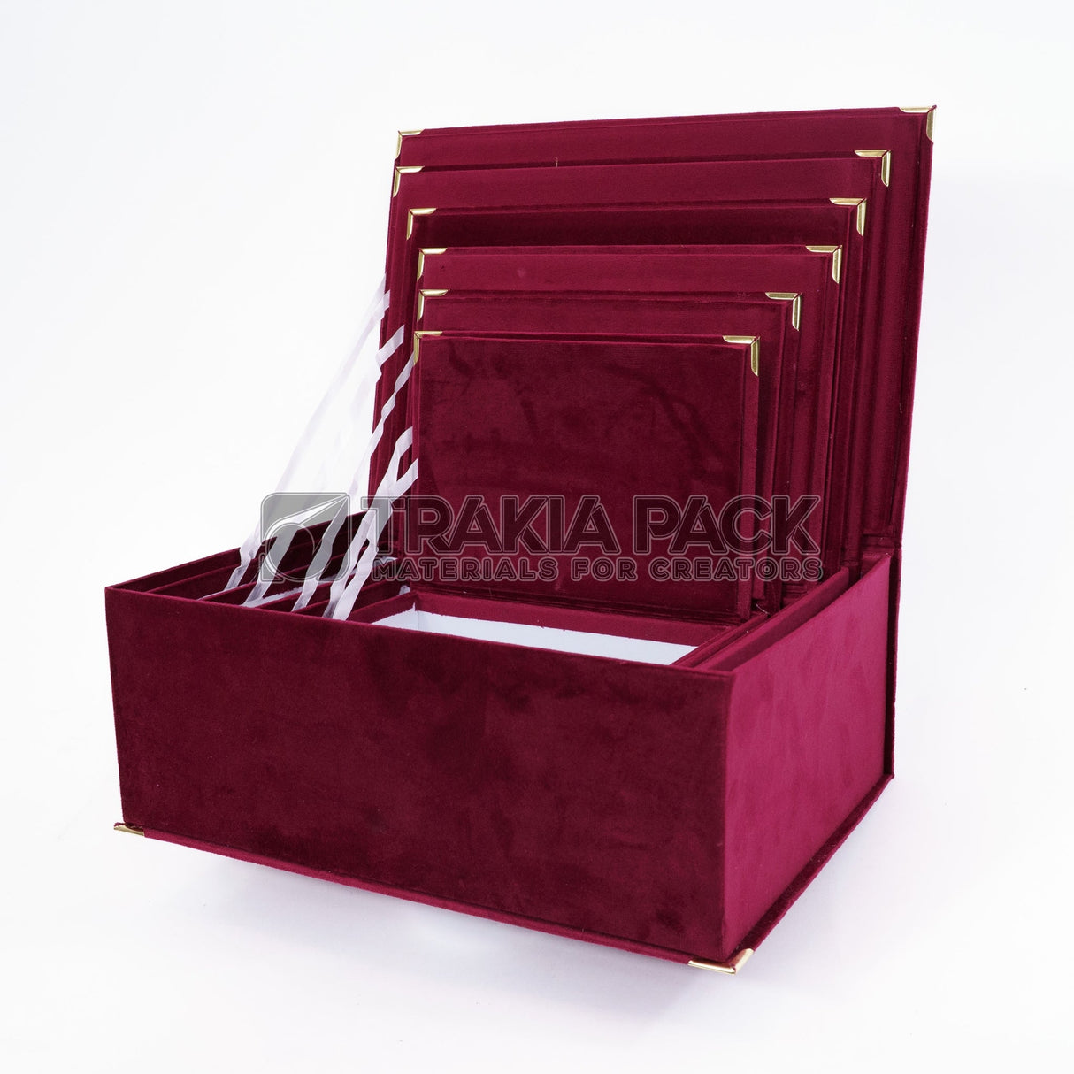 Кутии правоъгълни велурени 6бр/ 39,5х27,5х15см - бордо