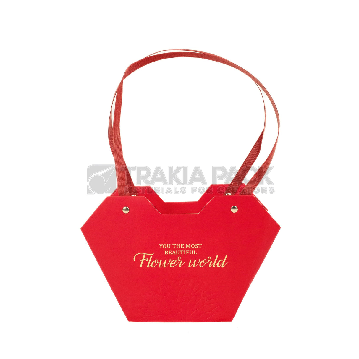 Хартиени чантички Flowers world 10бр/23х15х9см - червени