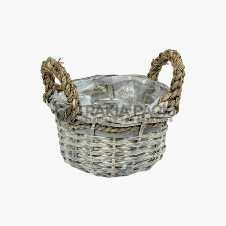 Панерче кръгло сиво с дръжки - 10х17см