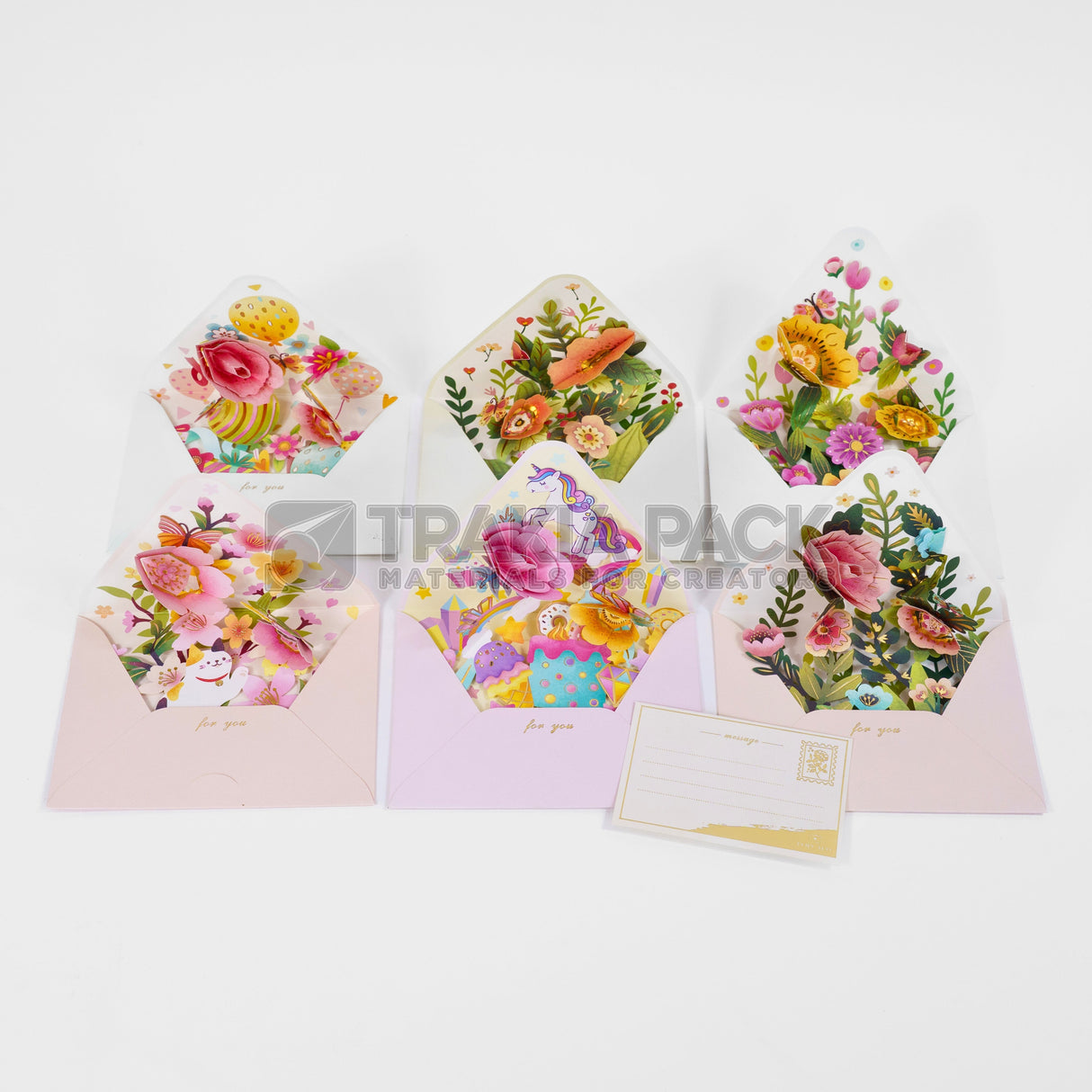 Картички микс цветя 3Д 6бр/ 12х15см