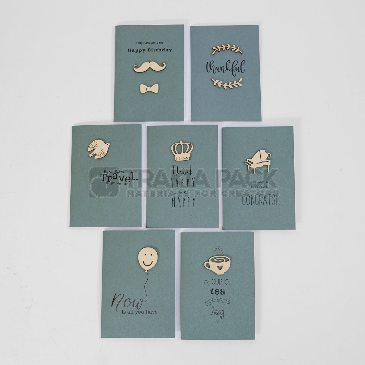 Малки картички с фигури сиви 7бр/ 12х8см