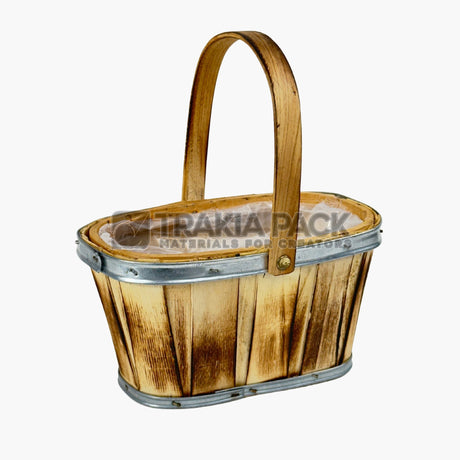 Дървена кошничка/ кашпа с обгорен ефект - 22х13х12см