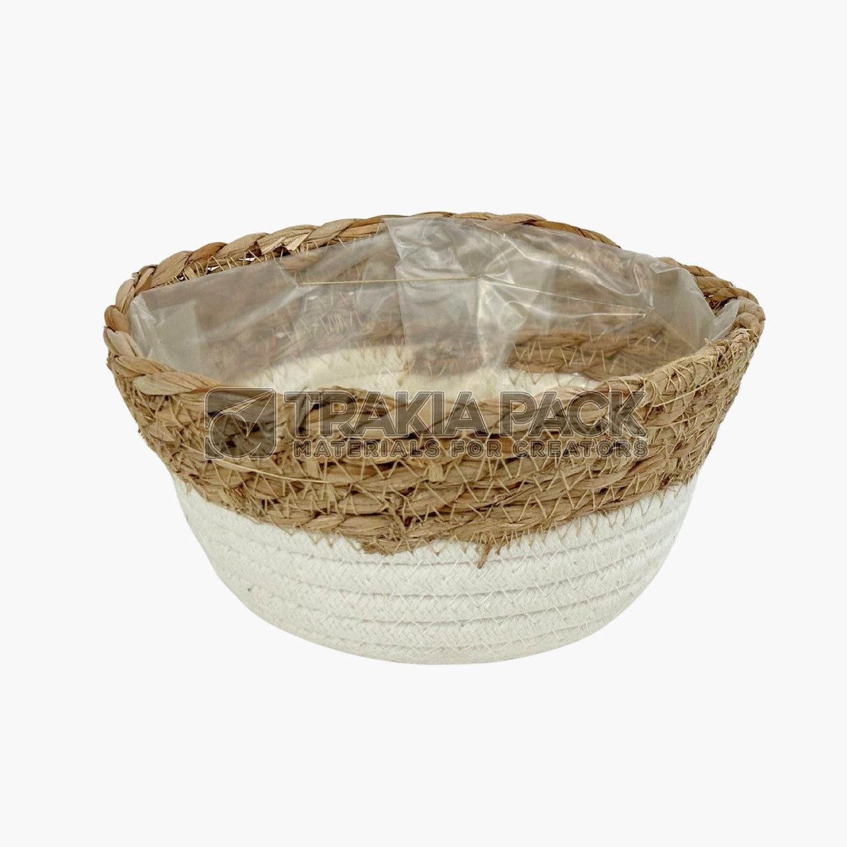 Широко панерче/кашпа с бяла основа - 18х9см