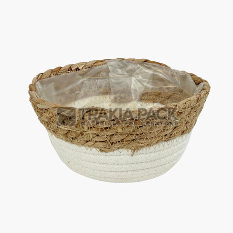 Широко панерче/кашпа с бяла основа - 18х9см