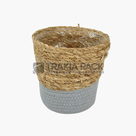 Плетена кашпа с текстил - 19х19см