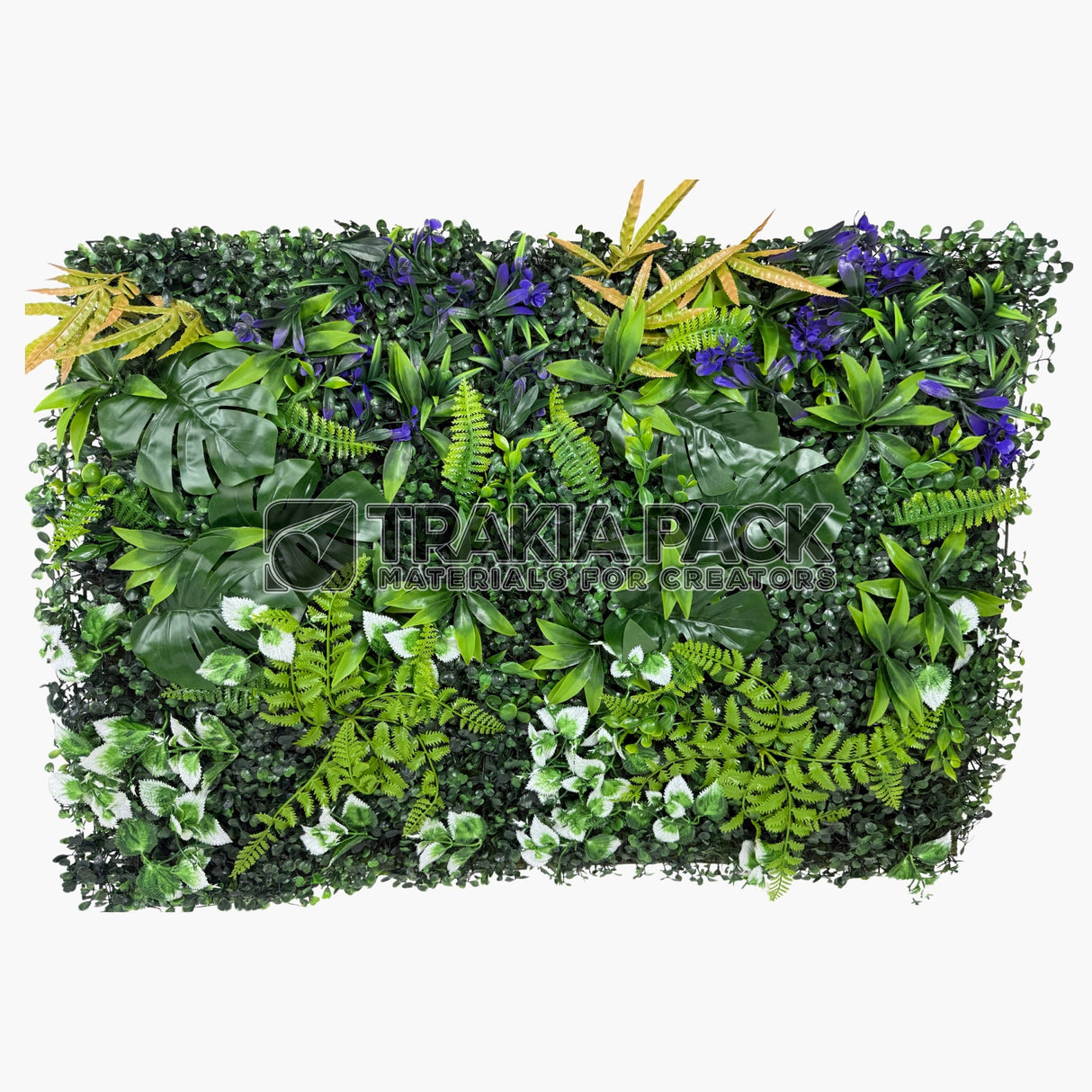 Пано изкуствена зеленина 40х60см комбинирано с лилаво