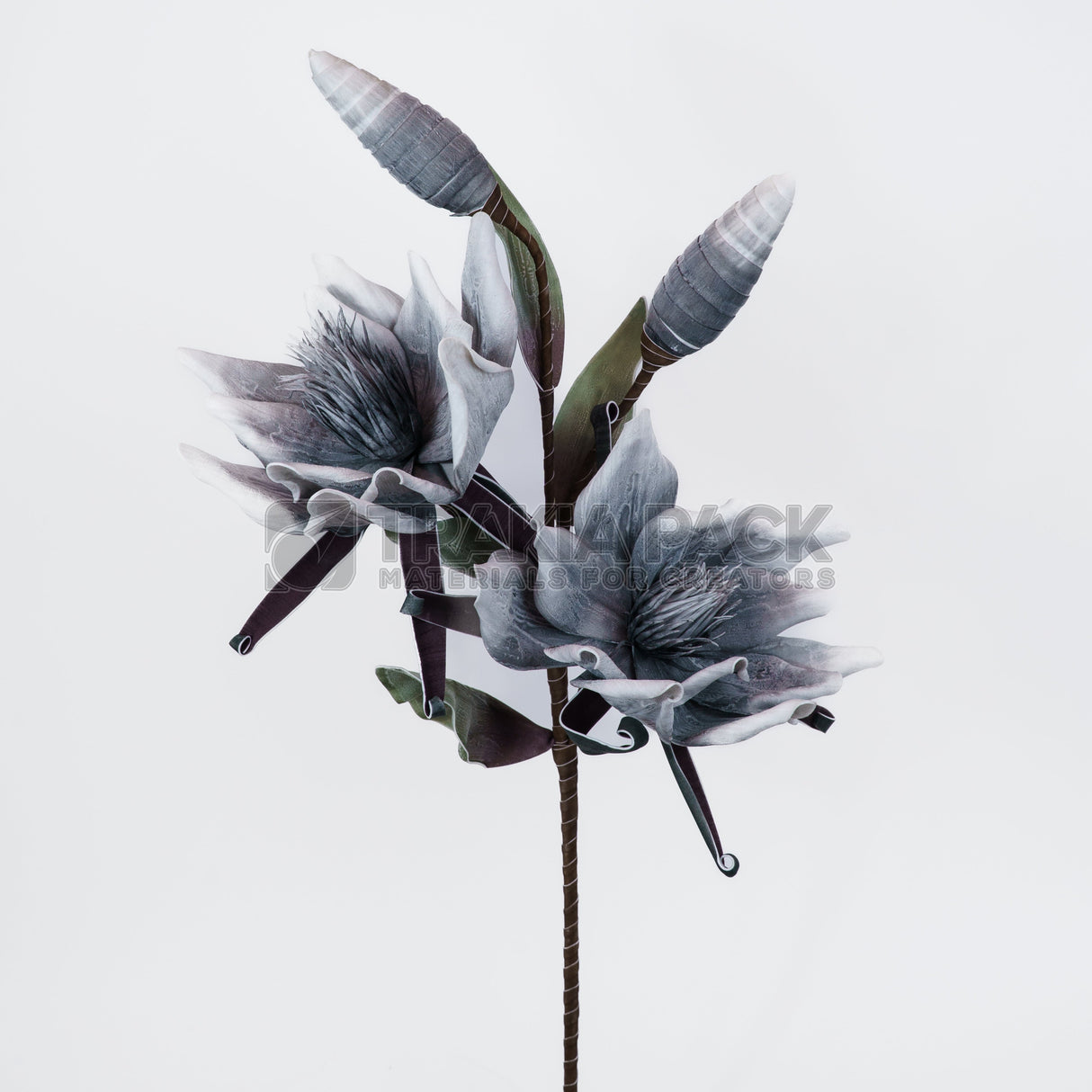 Голямо изкуствено цвете 115см - сиво