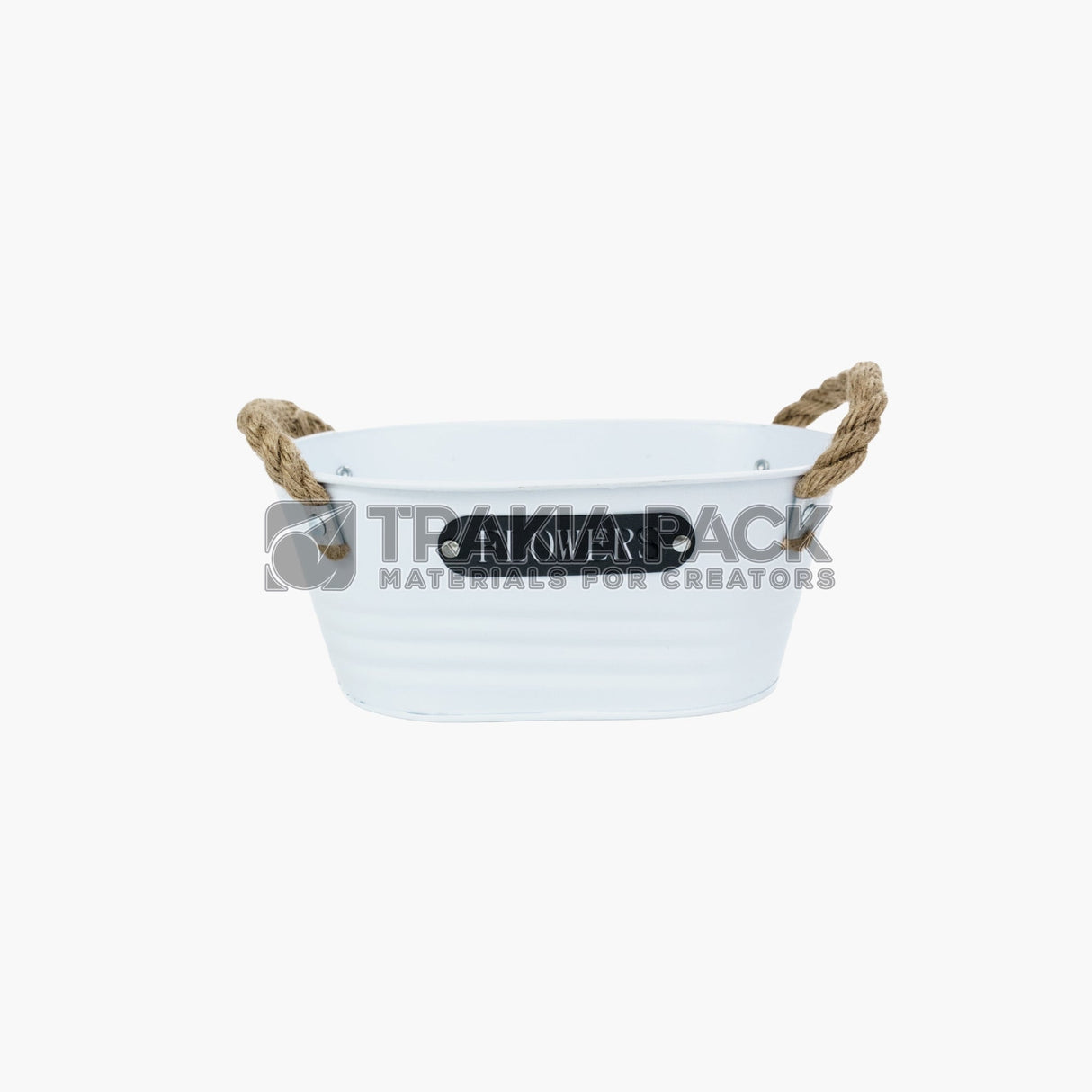 Метална кофичка елипса 20х12х9см - бяла