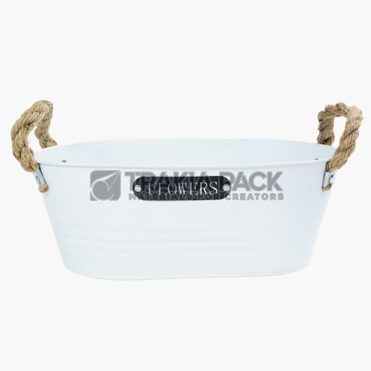 Метална кофичка елипса 30х18х11см - бяла