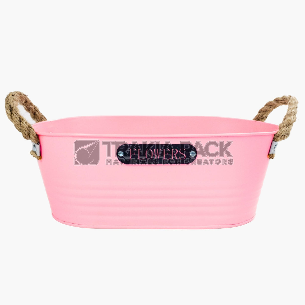 Метална кофичка елипса 30х18х11см - розова