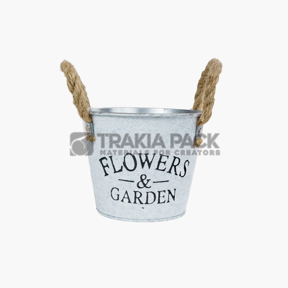 Метална кофичка с канапена дръжка 11х10 - бяла