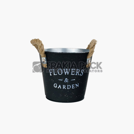 Метална кофичка с канапена дръжка 11х10 - черна