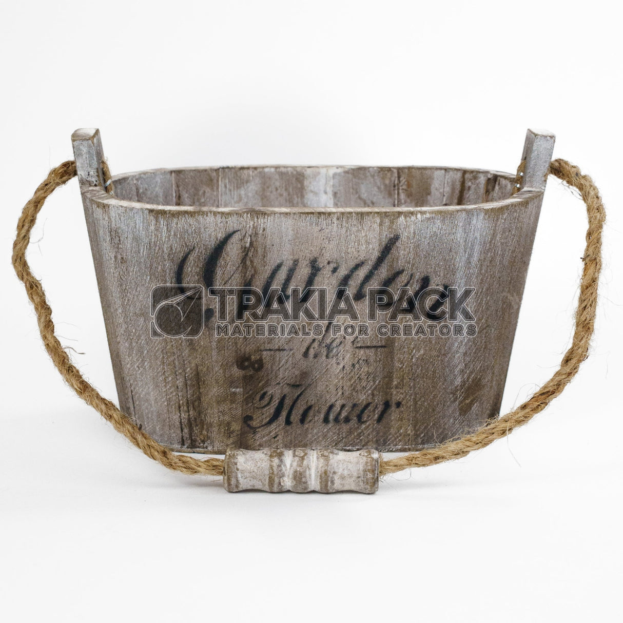 Дървена кофичка елипса 17х9х11см - кафява