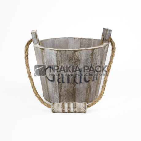 Дървена кофичка кръгла 12х10см - кафява