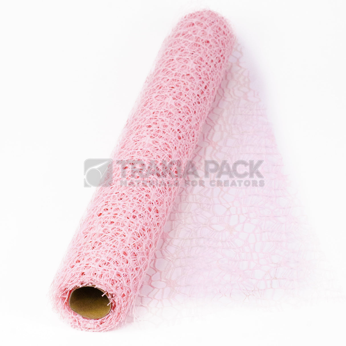 Ролка мрежа дантела 48см/4,8м - светло розова