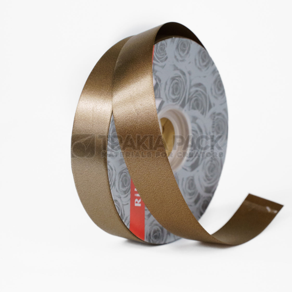 Панделка гланц 2,5см/91м - кафява