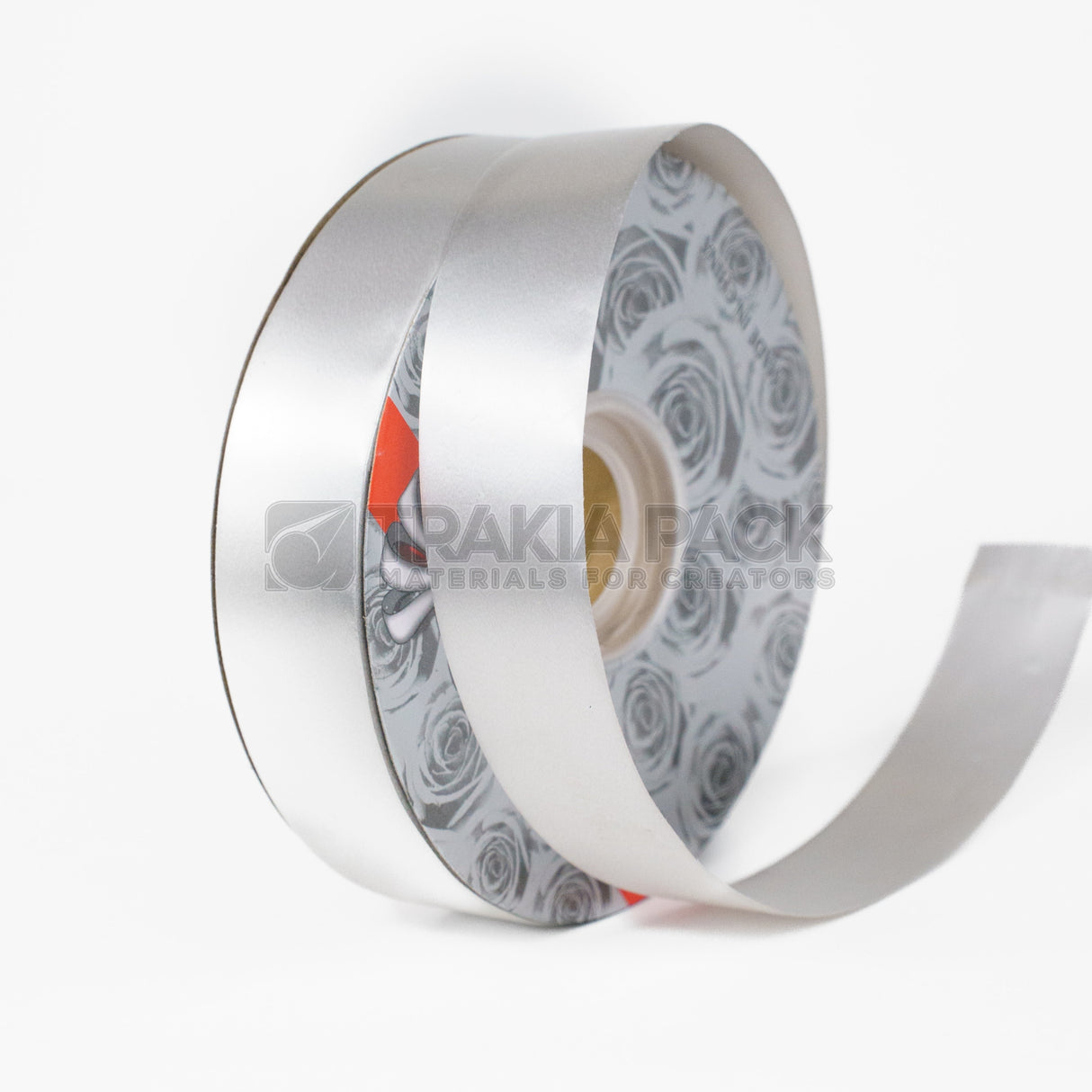 Панделка гланц 2,5см/91м - сребърна