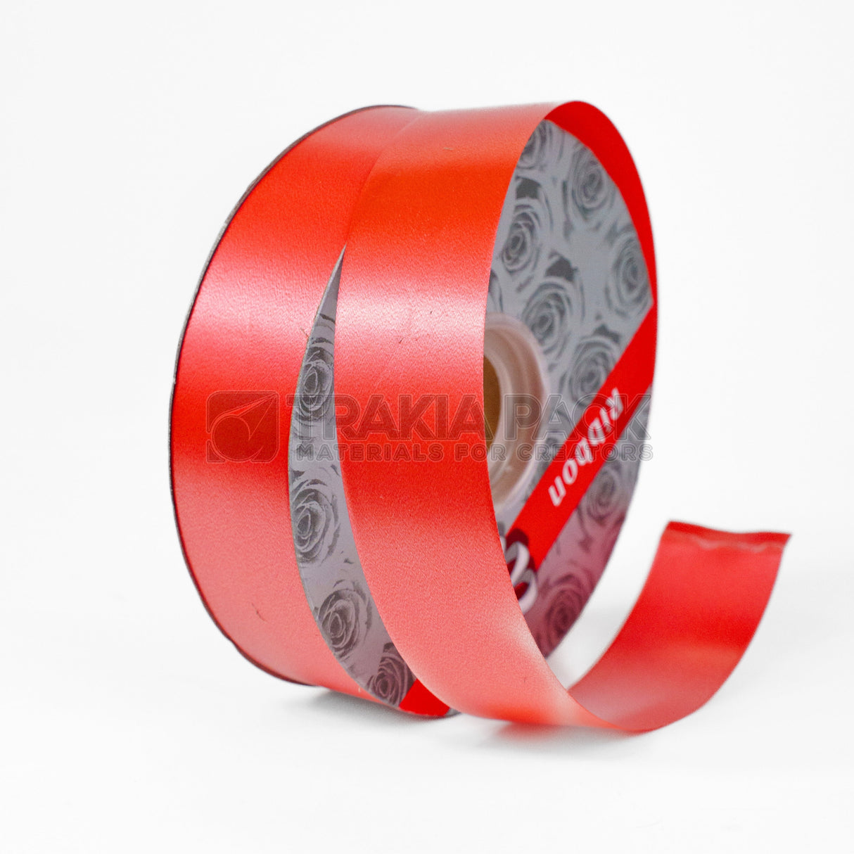 Панделка гланц 2,5см/91м - червена