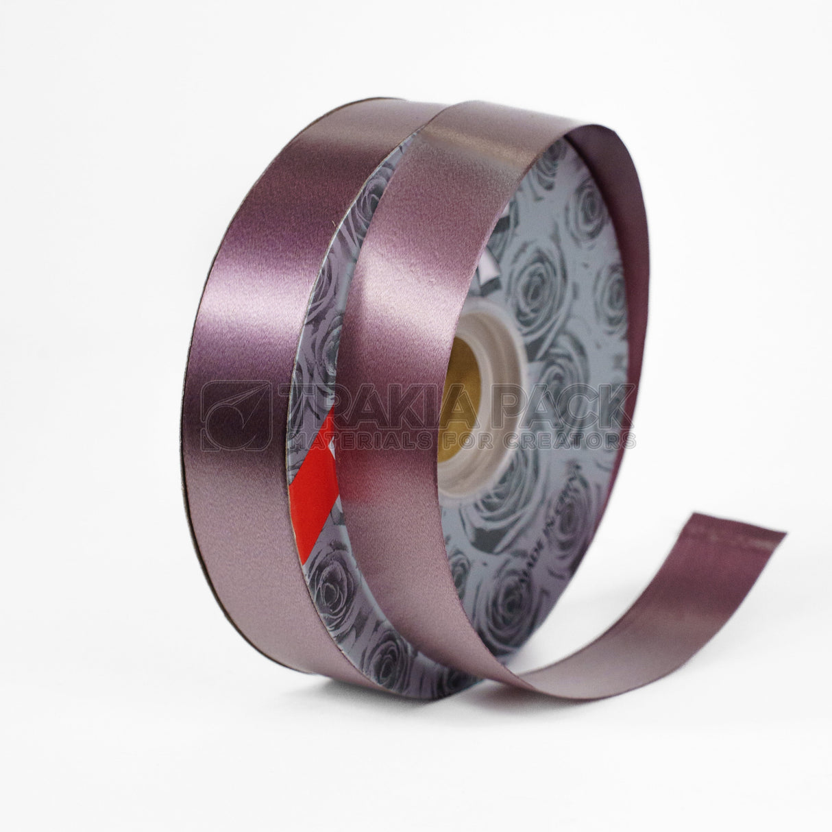 Панделка гланц 2,5см/91м - тъмно пепел от рози