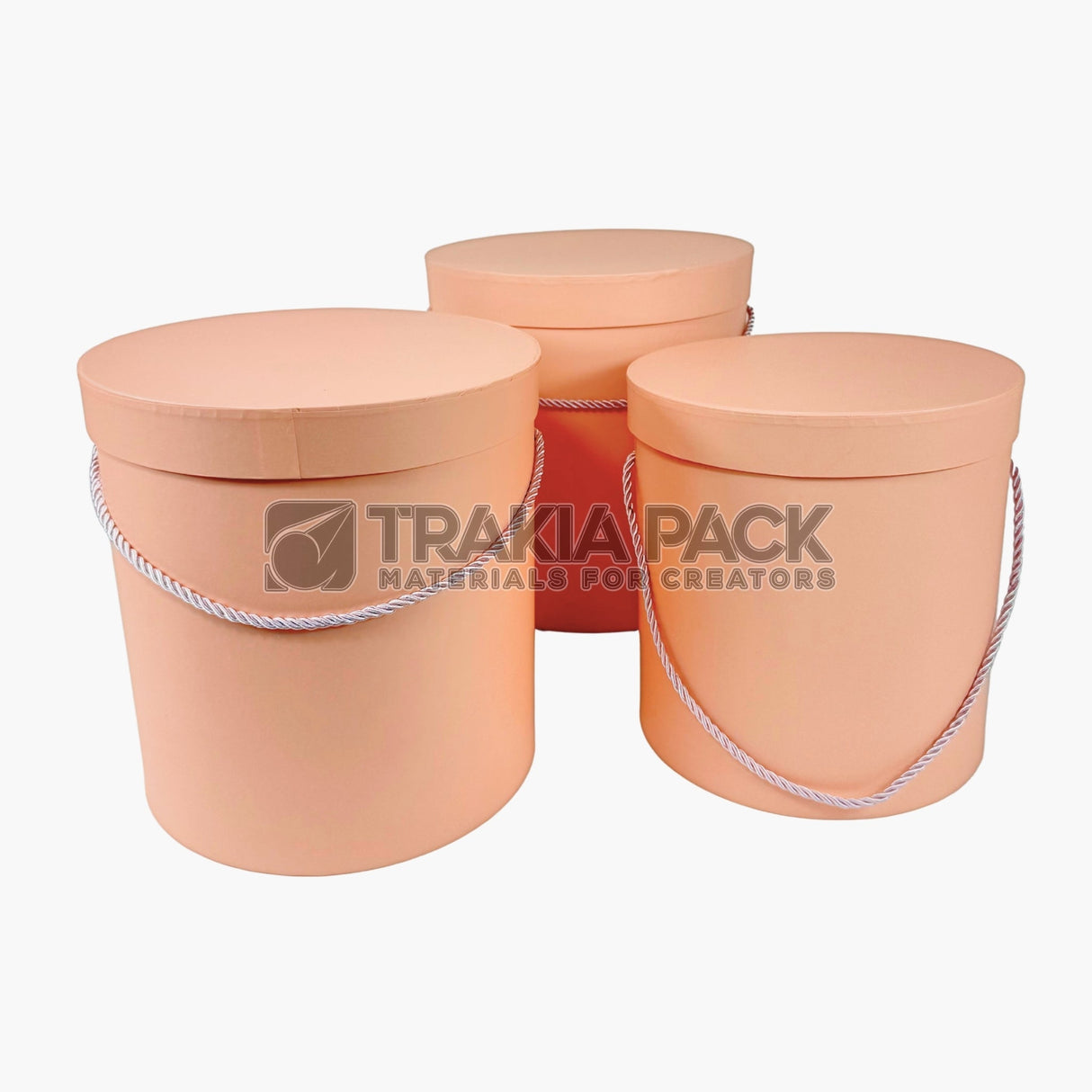 Цилиндрични кутии 3бр - 24х26см - праскова