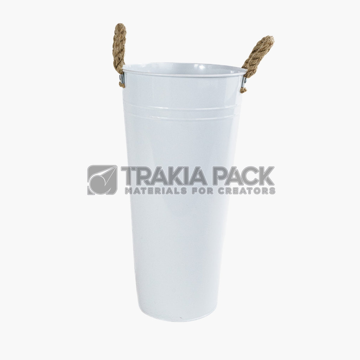 Метална кофа за цветя - гланц 40х20 - бяла