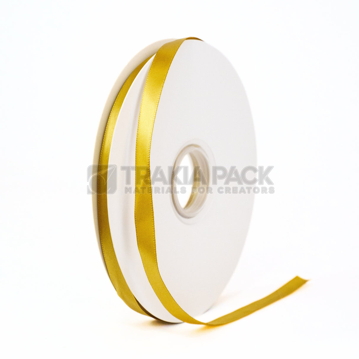 Панделка сатен тясна 1см/90м - тъмно злато