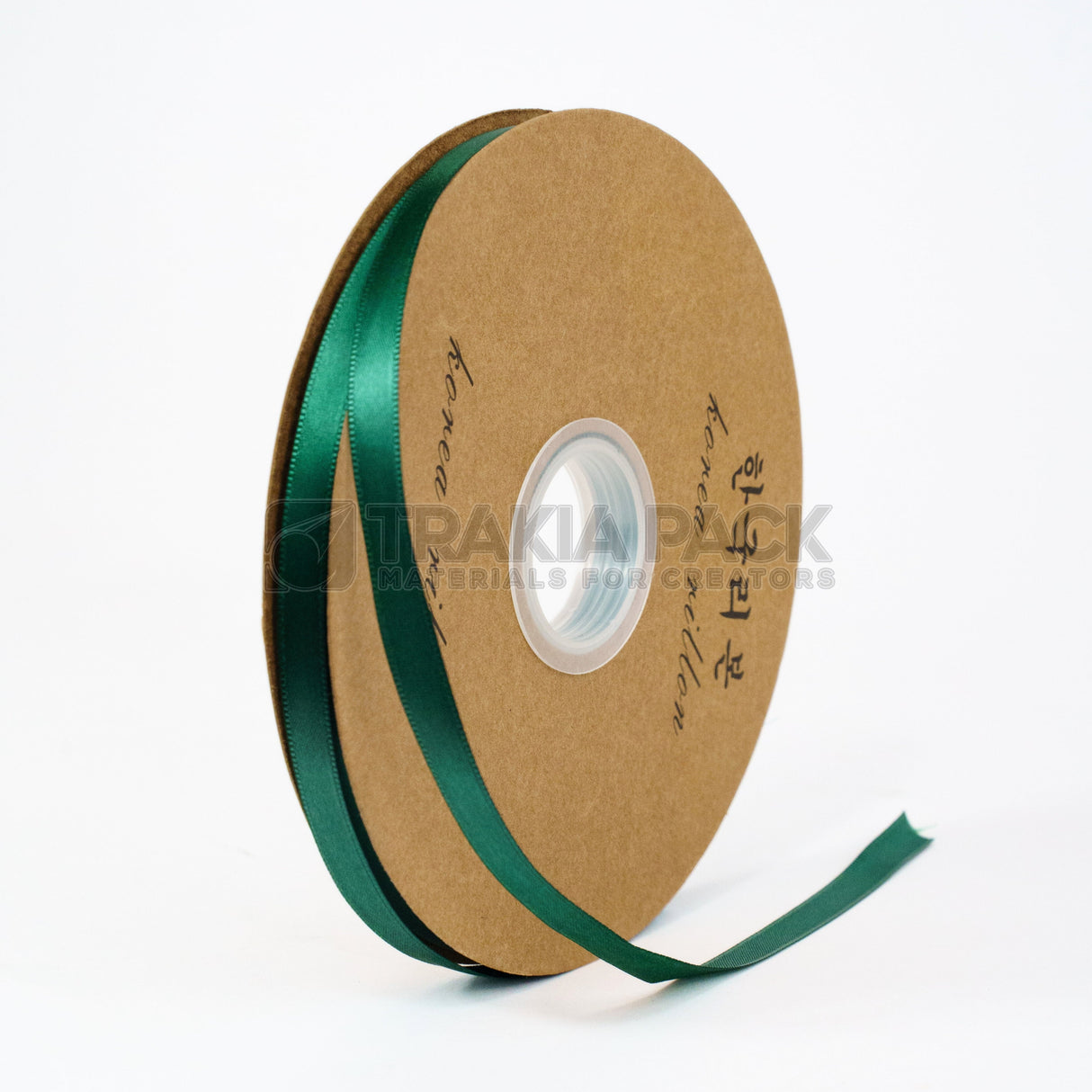 Панделка сатен тясна 1см/90м - тъмно зелена