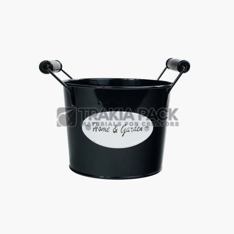 Кофичка метална с дръжки 13х10см - черна