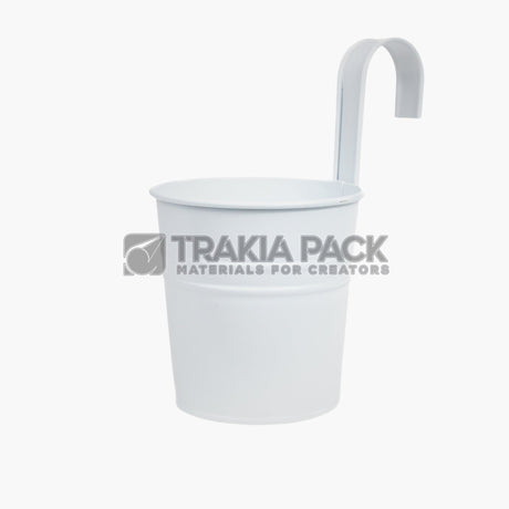 Метална кофичка с кука 9,5х10см - бяла