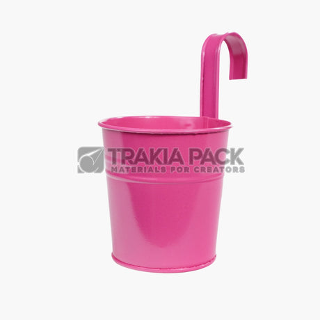 Метална кофичка с кука 9,5х10см - циклама