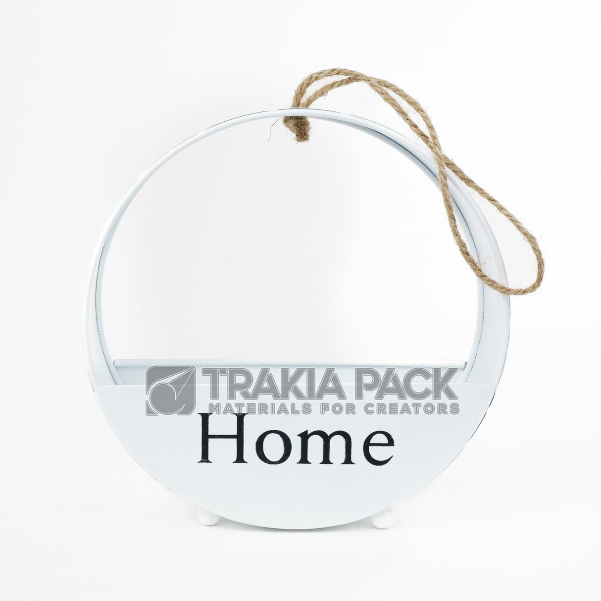 Кръгла метална стойка Home 20х6,2 - бяла