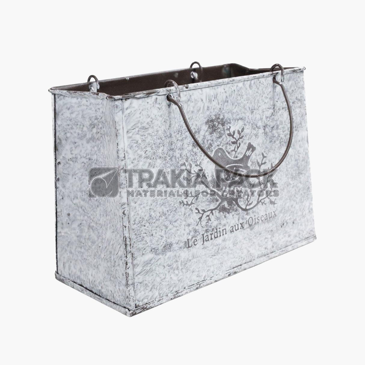 Метална чанта птица голяма 19х9х14см - бяла