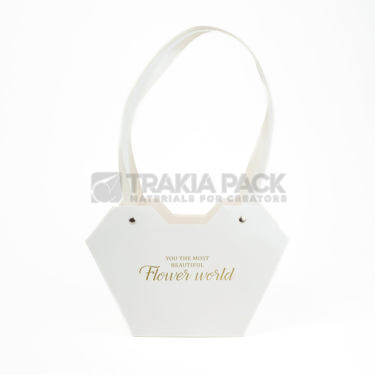 Хартиени чантички Flowers world 10бр/23х15х9см - бели