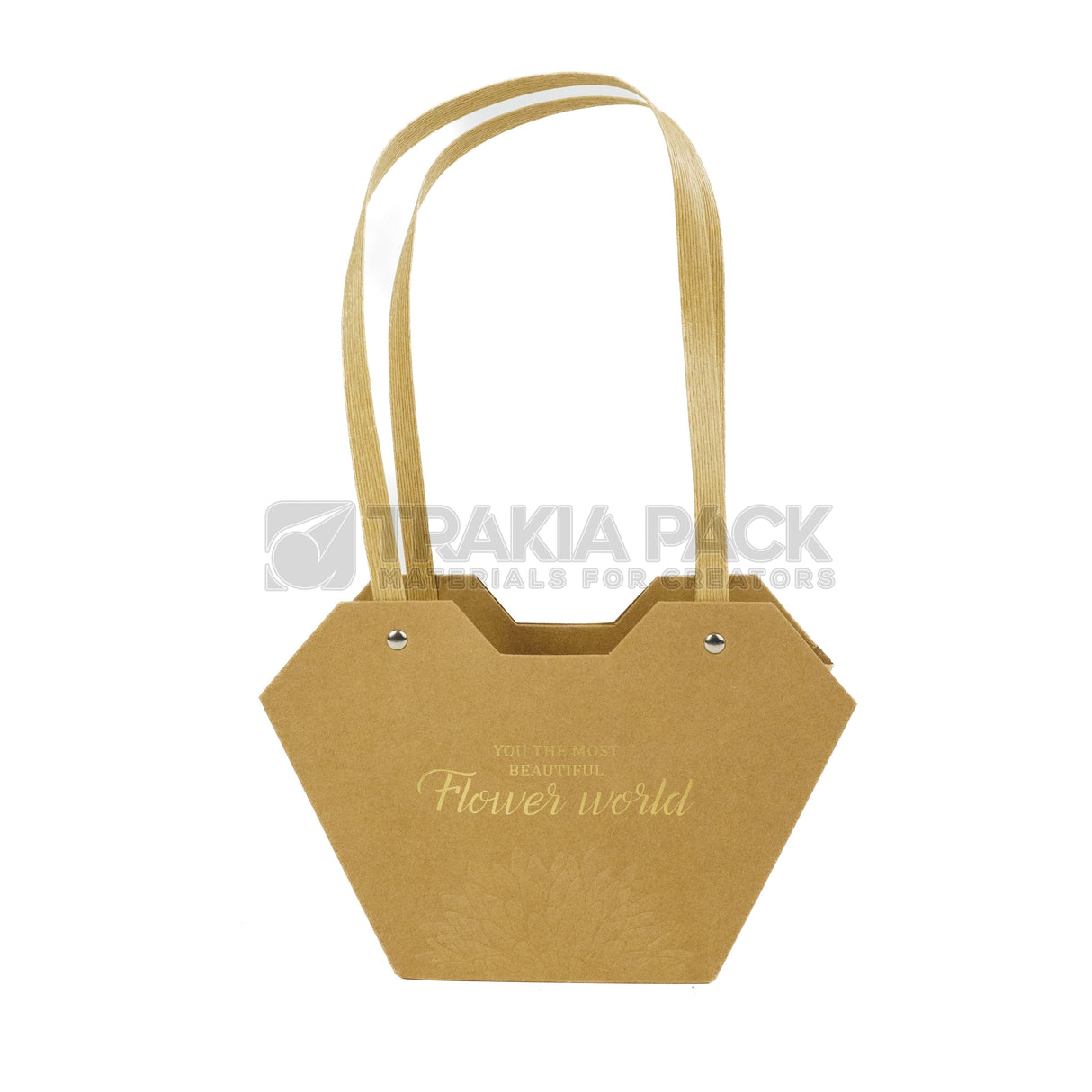 Хартиени чантички Flowers world 10бр/23х15х9см - кафяви