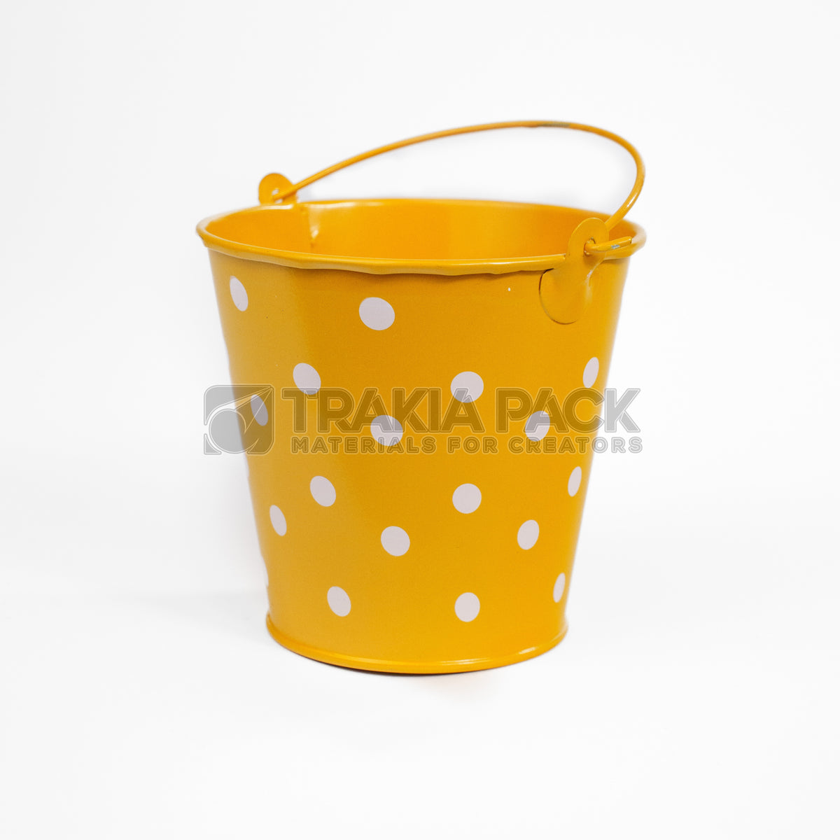 Метална кофичка на точки - малка 10х9,6х5см - оранжева
