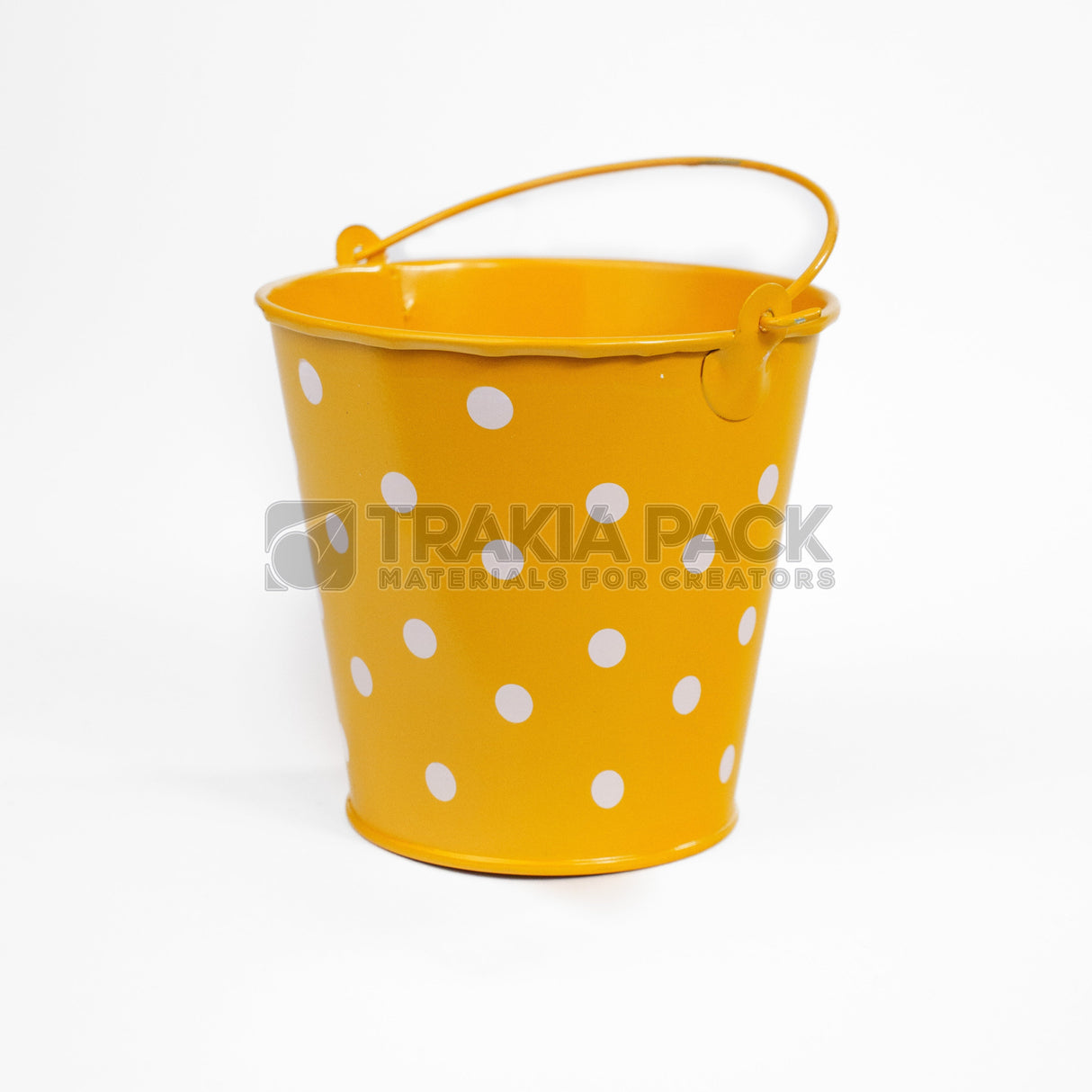 Метална кофичка на точки - голяма 12х10х8,5см - оранжева