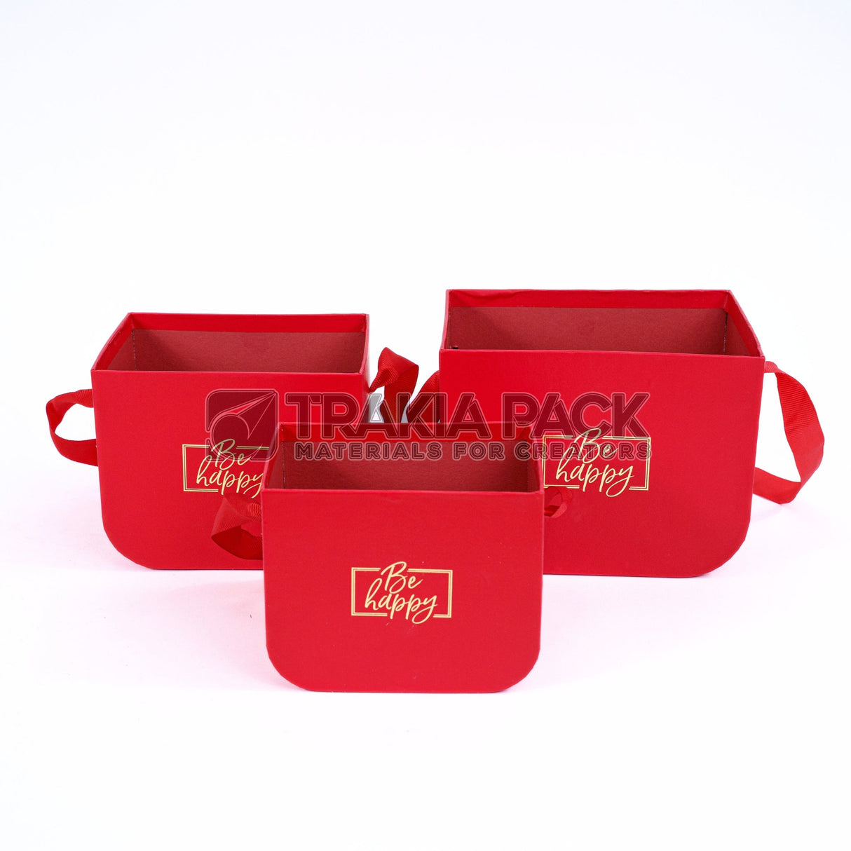 Кутии без капак Be Happy 3бр/16,5х12х12,5см - червени