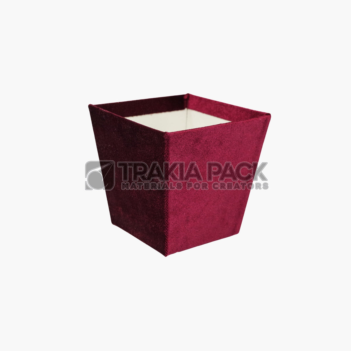 Велурена кутия квадрат без капак 11х8х11см - бордо