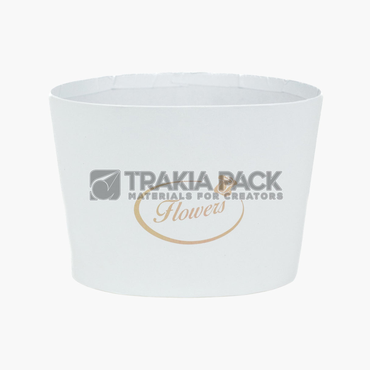 Кутия елипса картонена Flowers 12х8см - бяла