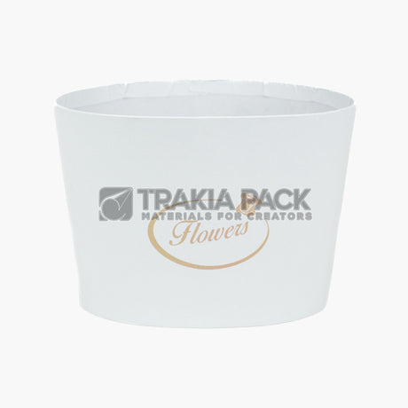 Кутия елипса картонена Flowers 12х8см - бяла