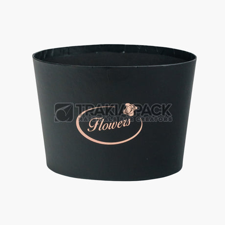 Кутия елипса картонена Flowers 12х8см - черна