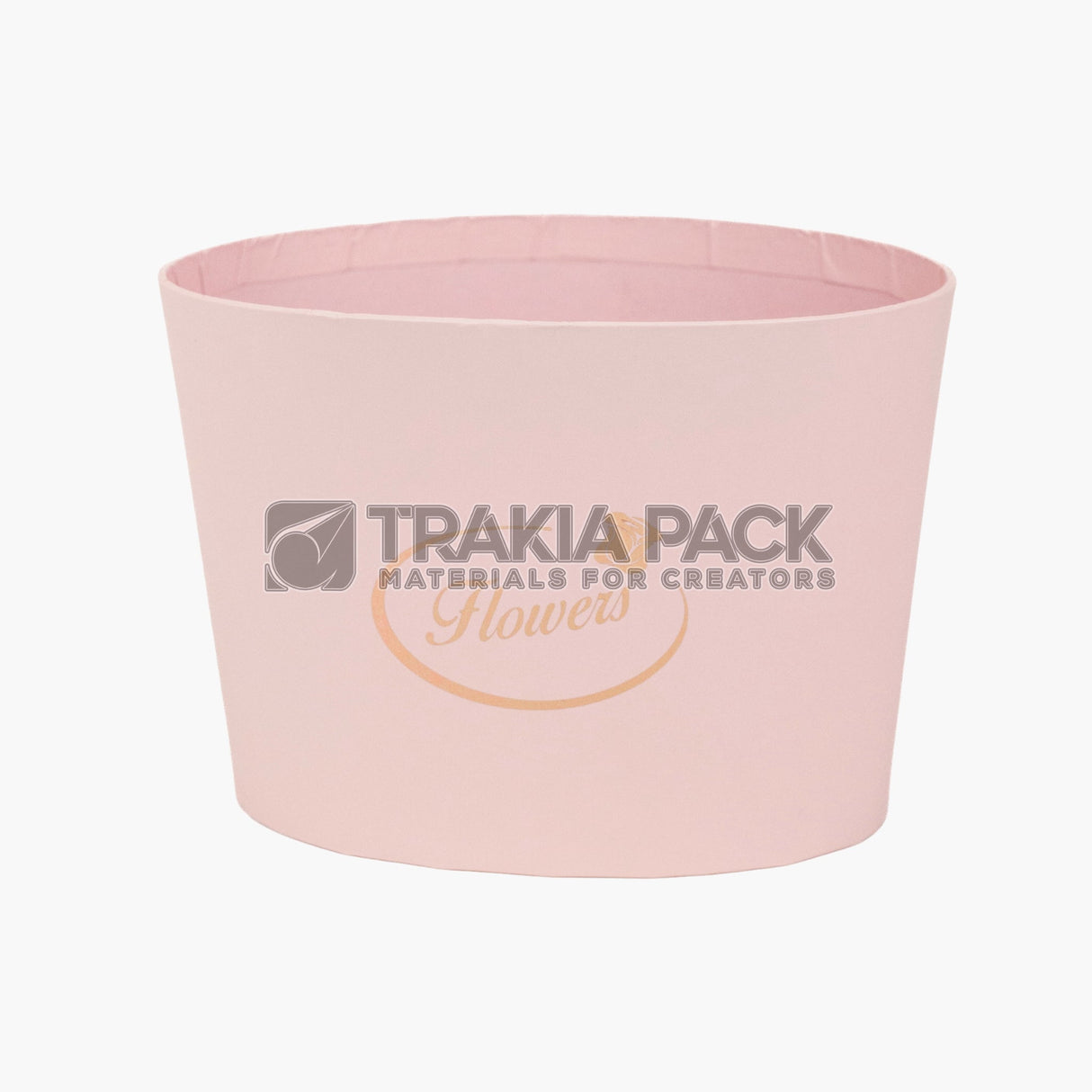 Кутия елипса картонена Flowers 12х8см - розова