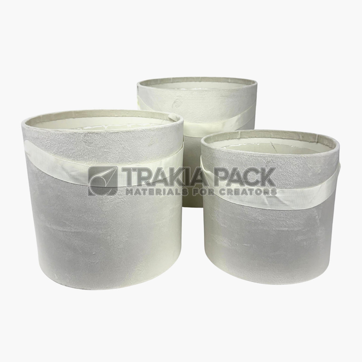 Велурени кутии без капак с дръжка 3бр/25х22см - екрю