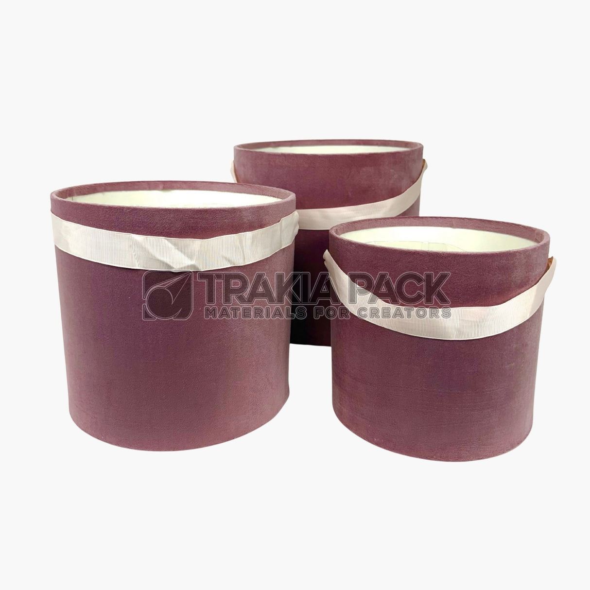 Велурени кутии без капак с дръжка 3бр/25х22см - пепел от рози