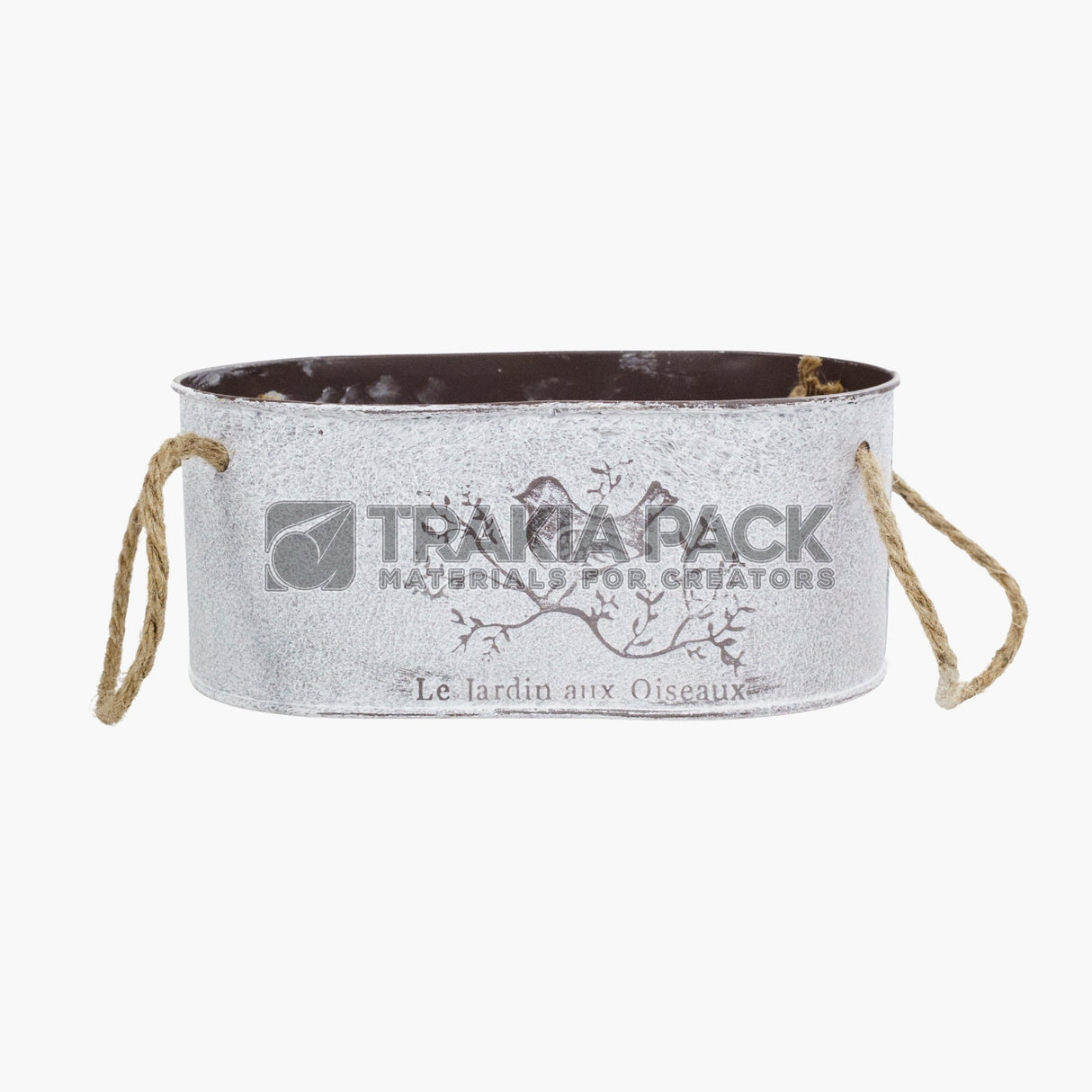 Метална кофичка птица - елипса 21х12х8см