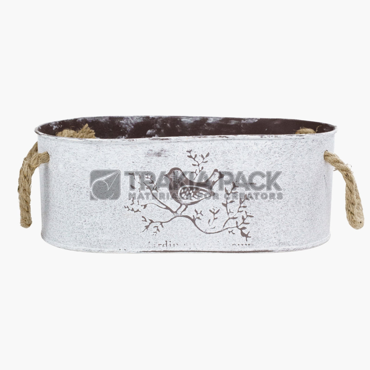 Метална кофичка птица - елипса 24х13х9см