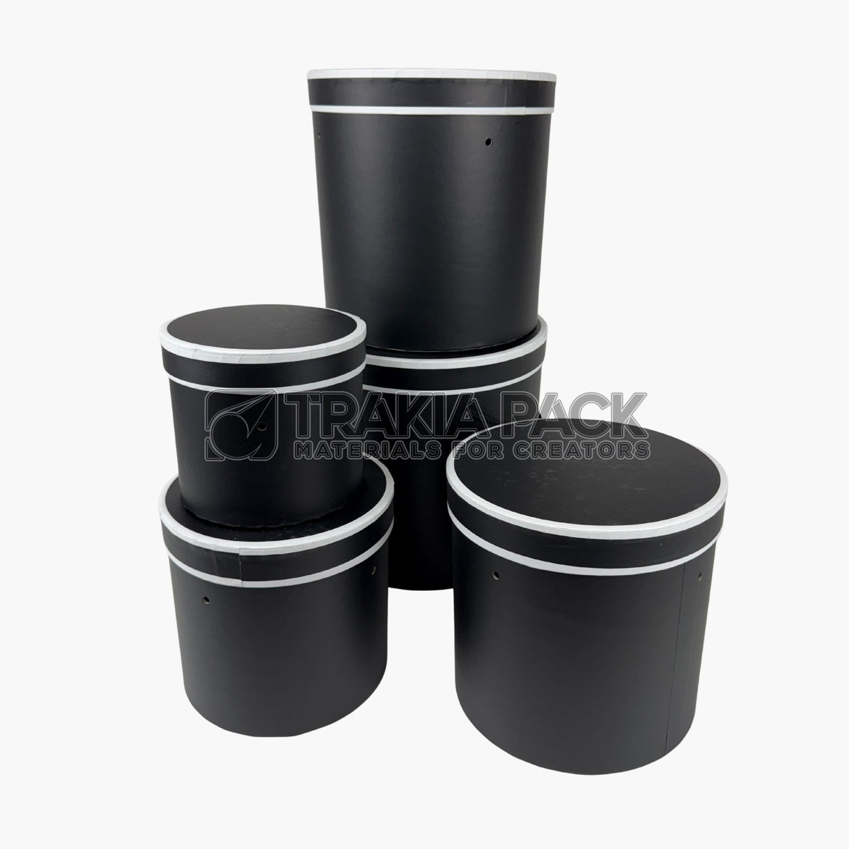 Кутии с кант цилиндрични 5бр/25х25х25см - черни