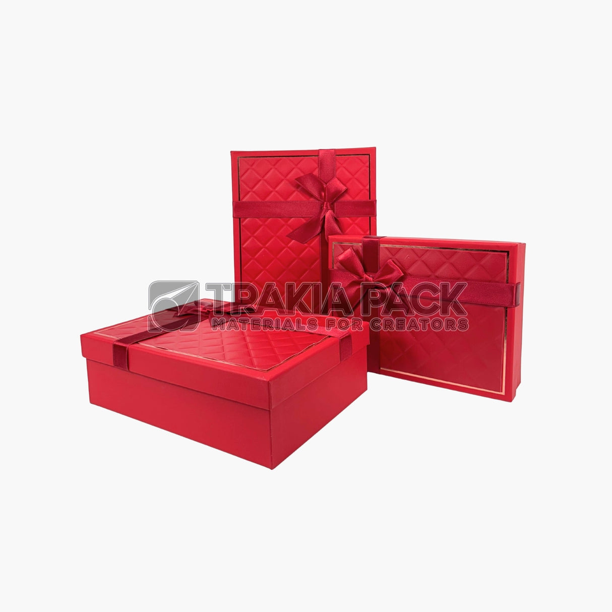 Подаръчни кутии с панделка малки 3бр/29х21х10см - червени