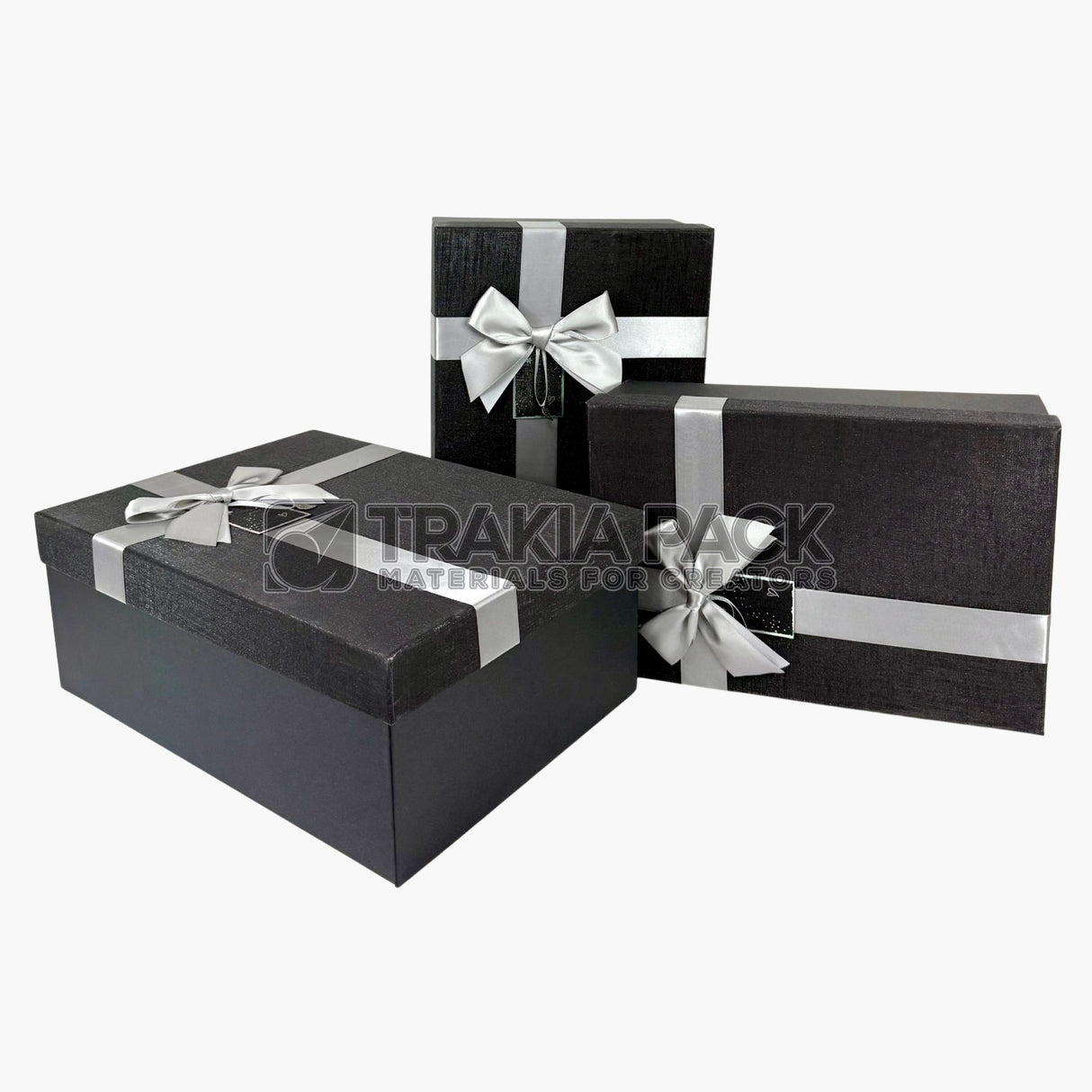 Подаръчни кутии с панделка големи 3бр/39х28х15см - черни