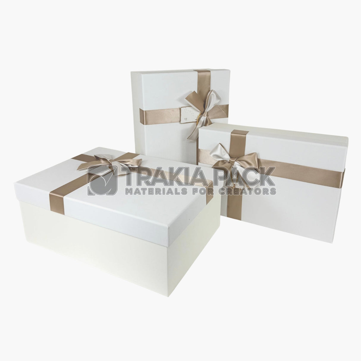 Подаръчни кутии с панделка големи 3бр/39х28х15см - бели
